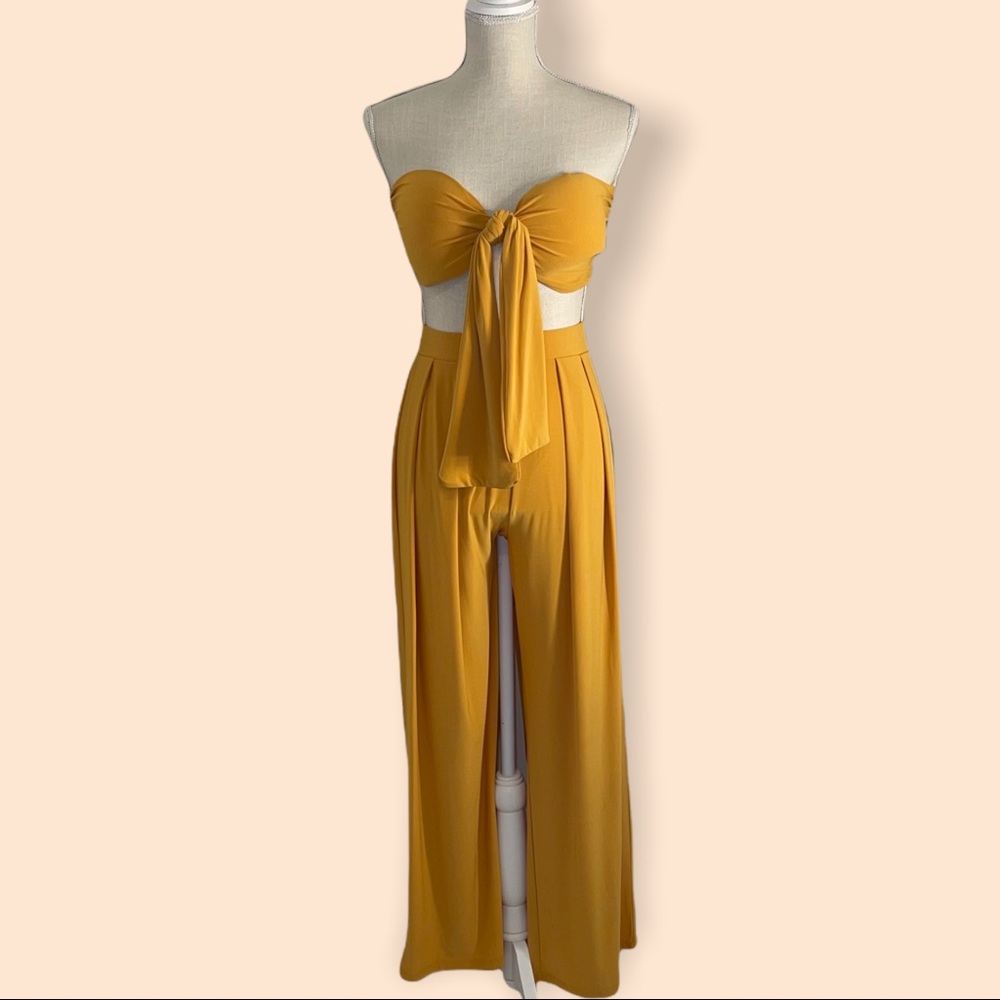 Fashion Nova - TWO-PIECE Bandeau & Pant SET!! - Yellow - Size L